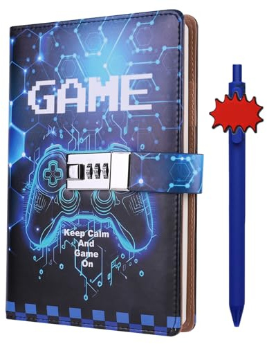 Tagebuch mit Schloss Gesjungs Spielcontroller Tagebuch mit Code Ein Stift Satz Gefühlstagebuch Kinder Schulanfang Weihnachten Geschenke für Jungs 8-15 Jahre