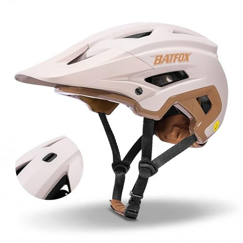 KINGBIKE Mountainbike Fahrradhelm Herren und Damen mit Kamerahalterung, Leichter MTB Helm Fuer Erwachsene, atmungsaktiv, verstellbar 56-60 cm, Fuer Rennrad, City und E-Bike (F6-Braun, L)