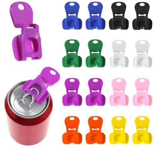 Hadnves Juego de 16 abrelatas de refrescos, fundas protectoras reutilizables para refrescos, cerveza, coque, latas de bebidas de aluminio, se adapta a fiestas, camping, barbacoa, picnic, viajes, tapas
