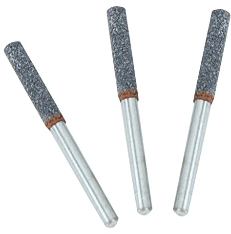 Zerodis Chainsaw Sharpener Burr Stone File, 4mm 5/32in, 3 Pieces, Grinding Tool for Rotating Tool Knife Sharpener