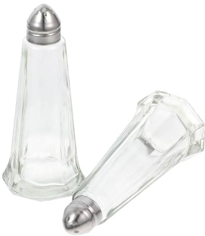 Uonlytech Lot de 2 Saupoudreuses à Épices en Verre, Petites Salières Multifonctions Couvercles Perforés en Acier Inoxydable, Accessoires Poivre et Sel Cuisine et Barbecue, Usage Domestique