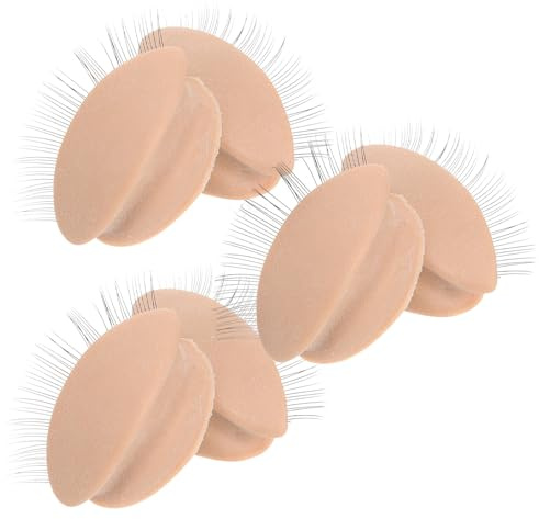 JECOMPRIS Párpados de Repuesto Extraíbles para Cabeza de Maniquí, 3 Pares de Silicona Flexible Realista para Práctica y Entrenamiento de Extensión de Pestañas, Accesorios para Maquillaje