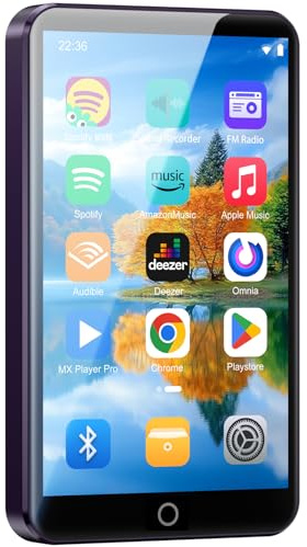 Fanvace Android MP3 Players with Bluetooth WiFi, MP3 & MP4 Players with 4 Touchscreen and Speaker, Spotify MP3 Music Player with Audible, Amazon Music, Play Store (16GB, Purple)