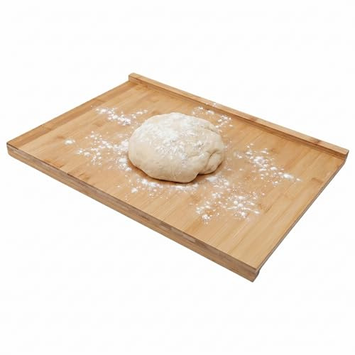 Liwankaqi Extra Large Bamboo Chopping Board for Kneading Dough | Meal Prep on Kitchen Worktops Reversible Wooden Block with Edge Lip 40x55cm for Baking Enthusiasts and Home Cooks