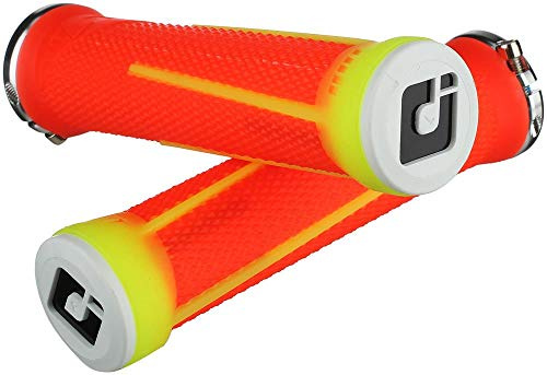 Odi AG-1 Aaron Gwin Grip - Flo Orange/Flo Yellow/Single Locking Lock On Clamp Handle Bar Part Mountain Biking Bike MTB Riding Ride Trail Enduro Downhill Hand Comfort Handlebar Rubber Accessories