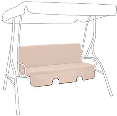 Gardenista Garden Swing 3 Seater Hammock Bench Cushion | Canopy Outdoor Patio Furniture Replacement Cushion Seat Pad | Water Resistant Seat and Back Cushion | Soft Comfy and Durable (Stone)