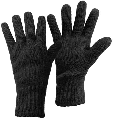 ALPIDEX Thermo Strickhandschuhe Thinsulate Gefütterte Warme Winter Outdoor Sport Feinstrick Handschuhe Strickbund Hautfreundlich Atmungsaktiv Unisex Damen Herren, Größe:M, Farbe:black