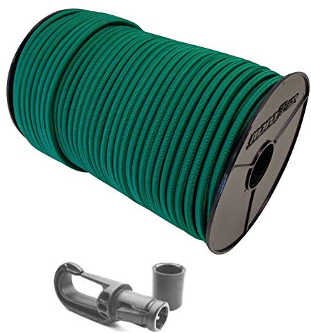 Seilwelt 6mm Expanderseil 30m Gummiseil + 20 Karabiner Gummileine Planenseil Seil Plane in Grün