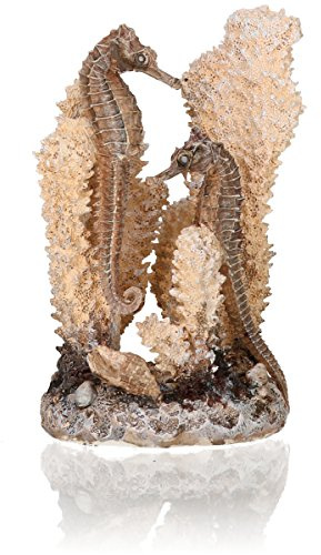 biOrb 55038 Seepferdchen natural S - Kleine Seepferdchen-Skulptur mit Korallen zur individuellen Gestaltung von Süßwasseraquarien und Meerwasseraquarien, Beige/Hellbraun