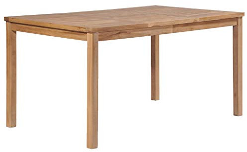 Festnight Garten-Esstisch | Rechteckig Esszimmertisch | Rustikal Gartentisch | Terassentisch | Holz Tisch | Balkon Esstisch | Natur Massiv Teakholz 150 x 90 x 77 cm
