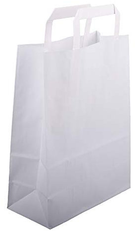 BB-Verpackungen 250 x Papiertragetaschen 320 + 170 x 270 mm (weiß, stabile 80 g/m² Grammatur, Papiertüten, Geschenktüten) - Sets zwischen 250 bis 6000 Stück