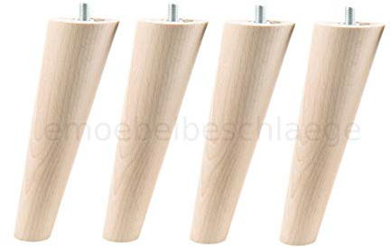 Unbekannt 4X Sofafüße Holzfüße Möbelfüße Beine aus Buche, mit Zubehör L. 10-45 cm Schräg (Schräg Länge 15cm)