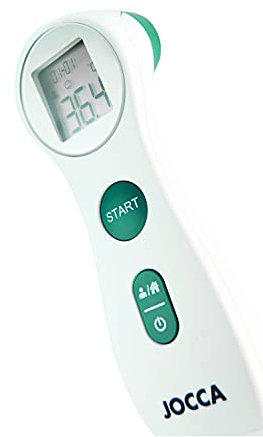 Jocca- Termómetro Infrarrojo Sin Contacto JOCCAPHARMA 3V | Lectura en Frente | Memoria 10 Mediciones | Pantalla Jumbo | Batería AAA Reemplazable | Auto Apagado