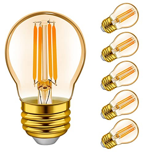 Emotionlite E27 LED Bombillas, bombillas de filamentos LED, 4W (equivalente 40W), resplandor ámbar, 2200K, base E27, pelotas de golf P45 / G45, paquete de 6