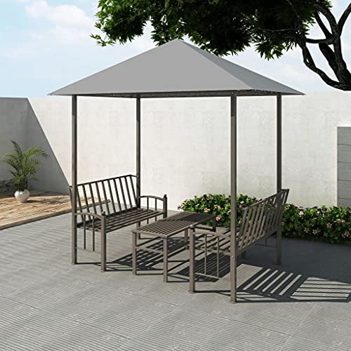 (Blitzlieferung) Partyzelt Bierzelt Pavillon Gartenpavillon mit Tisch Bänken Witterungsbeständig Gartenpavillon mit Tisch und Bänken 2.5x1.5x2.4 m Anthrazit