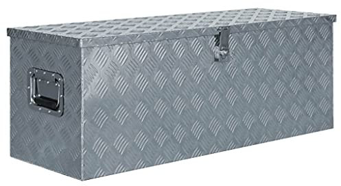 Susany Aluminiumkiste, Aluminiumbox, Truckbox Alu, Alubox Abschließbar, 110,5×38,5×40 cm Silbern