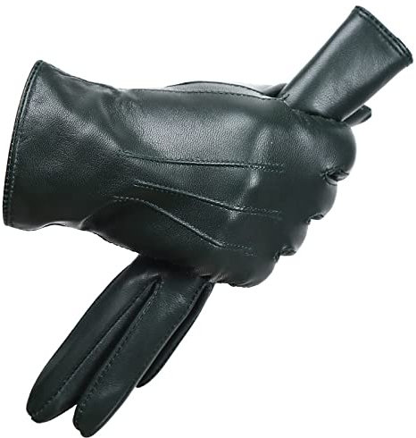 NJHGJ Handschuhe Schaffell Damenhandschuhe Fahren Warme Damen Lederhandschuhe Weich Bequeme Damen Winterhandschuhe Grün 6.5