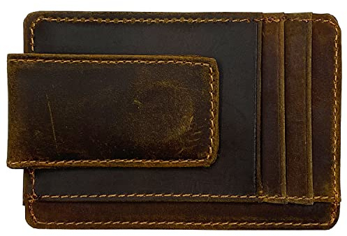 HOPSOOKEN Geldklammer RFID Fronttasche Geldbörse Herren Leder Slim Minimalistische Geldbörse