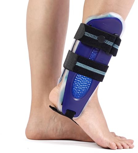 Velpeau Ankle Stabilizer Brace for Sprain, Ligament Injury (Grade 1 to 2), Tendonitis, Adjustable Stirrup Ankle Support Splint for Women and Men,Reversible Left & Right Feet,One Size (Gel Pads, Blue)