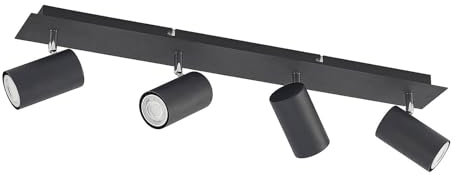 Ceiling Light 'Joffrey' dimmable (Modern) in Black Made of Metal for e.g. Living Room & Dining Room (4 Light Sources, GU10) from Lindby | floodlight, Spotlight