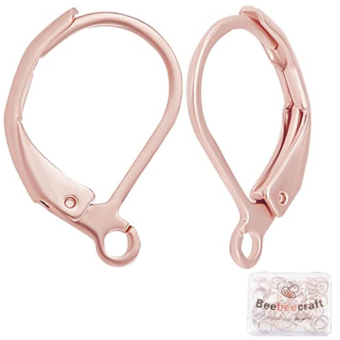 Beebeecraft 50 Stück/Box Brisur Ohrringzubehör Edelstahlverschluss Ohrringhaken 15.5x10x1.5 mm Ohrdrahtclip Ohrringverbinder Roségold Für Die Schmuckherstellung