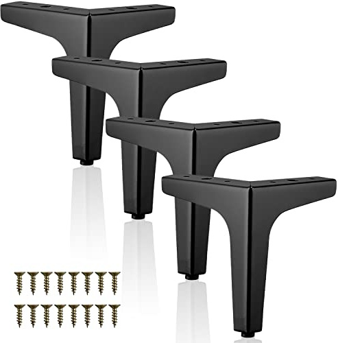 Sightday 4 Stück Möbelfüße Schwarz,17cm Möbelfüße Metall,Schrankfüsse mit Schrauben,Belastbar Bis 800 KG,Möbelfüße Für Sofa,Couchtische,Schränke,TV-Schränke,Nachttisch,Schubladen(Schwarz/4 Stück)