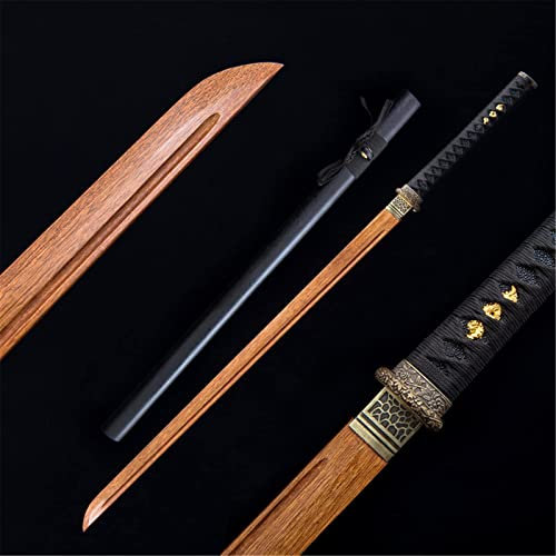 STARMS Gerades Samurai-Schwert Mit Scheide, 103 cm Handgefertigtes Katana Aus Holz, Bokken Für Cosplay, Kendo-Training, Zuhause, Sammlung/a