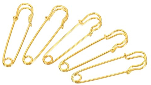 sourcing map Imperdibles de Seguridad 38mm, Alfileres Pasadores de Costura de Metal Grandes para Mantas Artesanía Broches Fabricación, Tono Dorado 20 Piezas