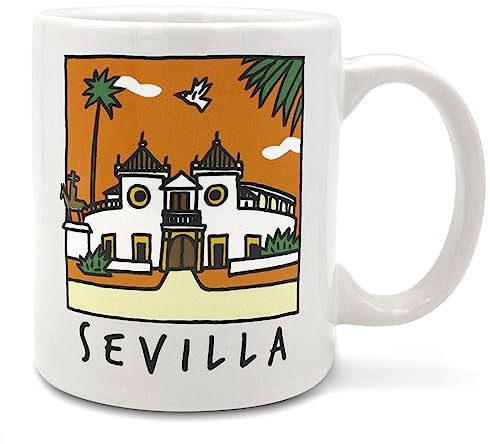 TBOC Tazza Porcellana Colazione [Real Maestranza] Regalo Originali | Siviglia Andalusia Spagna | Mug Set Tazze Caffe Tisana Coppia Tazzine Grande Anniversario Particolari Ceramica