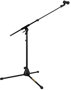 Hercules Pro Series Microphone Stand, 67.9 cm, Telescopic Boom, Three-Legged Drums/Amps