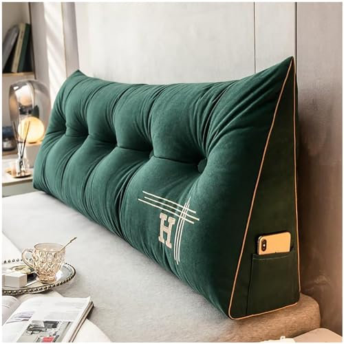 ZTGL Rückenkissen, Lesekissen für Bett und Sofa, groß Keilkissen, Rückenpolster für die Wand, Sitzkissen, Wandkissen, mit waschbarem Bezug - Ideal zum Anlehnen im Bett,Grün,150 * 50 * 20cm