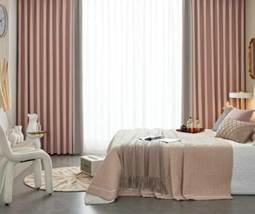 Ayoiow Vorhänge Blickdicht, Thermo Vorhänge Mit Ösen, Chenille Gardinen Vorhang 2Er Set, Hellgrau Pink, 86X115CM