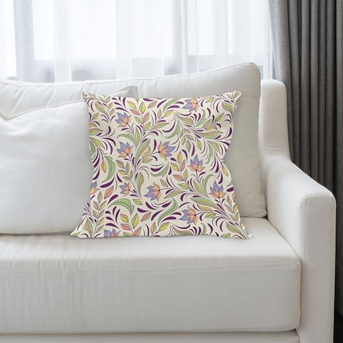 ABAKUHAUS Abstrakt Kissenbezug, Bouquet von Flieder und Veilchen Blühende Frühling Natur Blumen, Kissenhülle mit Reißverschluss Beidseitiger Druck, 50 x 50 cm, Hellgrün Lavendel Creme