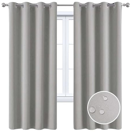 LIVEINU 1 Stück Outdoor Gardinen Wetterfest Terrasse Vorhänge Outdoor Vorhang mit Ösen Sonnenschutz & Sichtschutz Vorhang Blickdicht für Balkon Pavillon, Light Grey, 132x213cm (BxH-1 Stück)