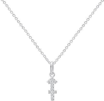 Amberta Damen Kette Sternzeichen mit Zirkonia aus 925 Sterlingsilber - Halskette Silber Sternzeichen: Schütze Kette Silber