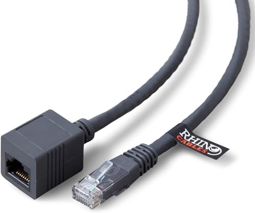 rhinocables CAT 6 Ethernet RJ45 Extension Cable CAT6 LAN Gigabit Network Internet Extender Male to Female Patch Cord Connector (Pack of 3, 5m)