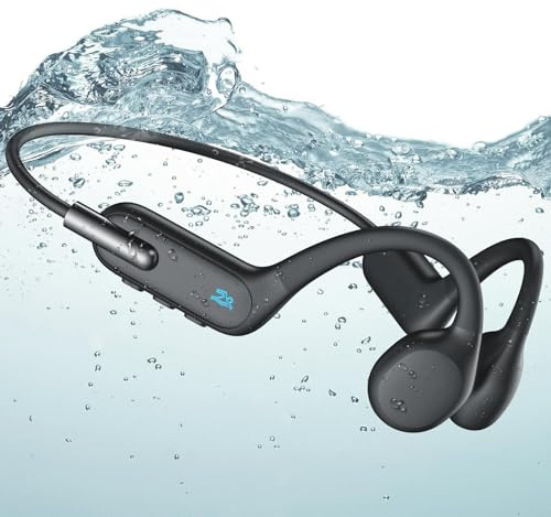 BNARQP Swimming Headphones, Bone Conduction Open Ear Headphones IP68 Waterproof Wireless Bluetooth 5.3 built-in MP3 Player 32G for Swimming, Running, Cycling