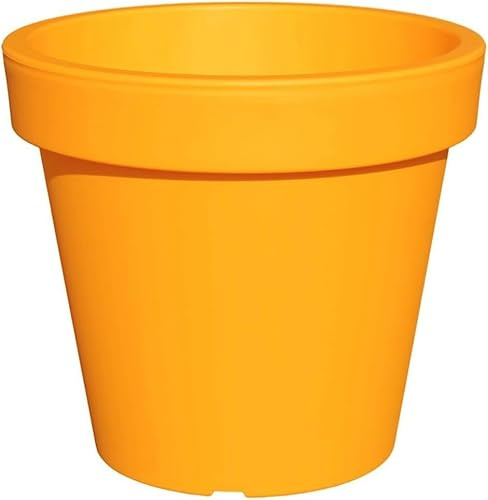 Planters Pride Aura 47.5cm ⌀ Large Plant Pot, Vibrant Orange | Weather-Resistant Recycled Plastic Planter | Flower Pot with Drillable Drainage Holes & Plug | Outdoor Patio Pot, Indoor House Plant Pot