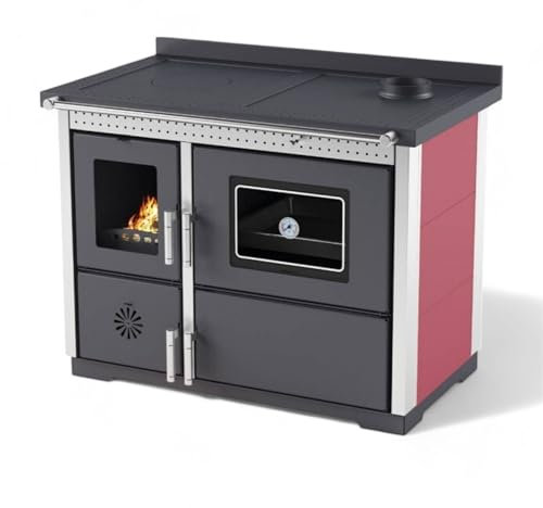 Briconess.com Stufa Cucina Riscaldamento a Legna Piano Cottura in ghisa con Forno Struttura in Acciaio