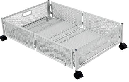 Organizer sotto il letto – Contenitore portaoggetti pieghevole per scarpe con ruote | Scaffale sotto il letto | Cassettiera portaoggetti sotto il letto | Cassetto in metallo con grande capacità per
