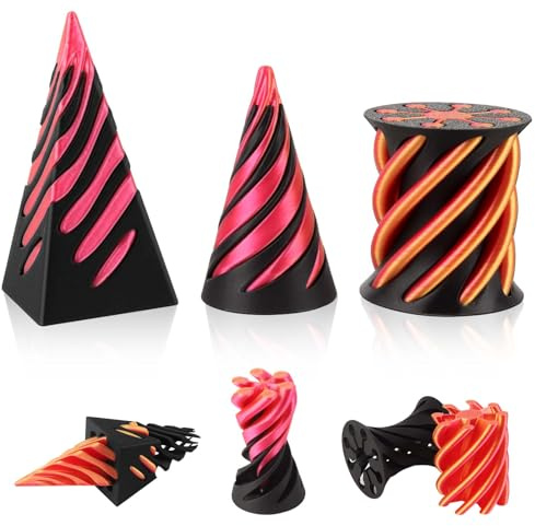 PENCHUAN 3 Stück Impossible Cone Pyramid Spirale Spielzeug,3D Spiral Cone Fidget Toy,Anxiety Relief Spiral Toy Impossible Pyramid,Funny Passthrough Sculpture, für Kinder und Erwachsene