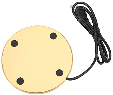 Cocoarm Scaldacollo USB, 55 °C, Sottobicchiere intelligente con temperatura costante, 3 livelli, piccola luce, intelligente USB, scalda bevande (oro)