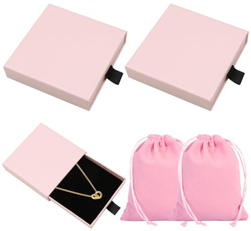 VEGCOO 2 Stück Schmuck Box, Schmuck Geschenkbox, Schmuckschatulle, Schmuckdose Klein, Schmuckkasten Schmuck Organizers Für Armbänder Armreife Halskette Weihnachten Hochzeitsgeschenken