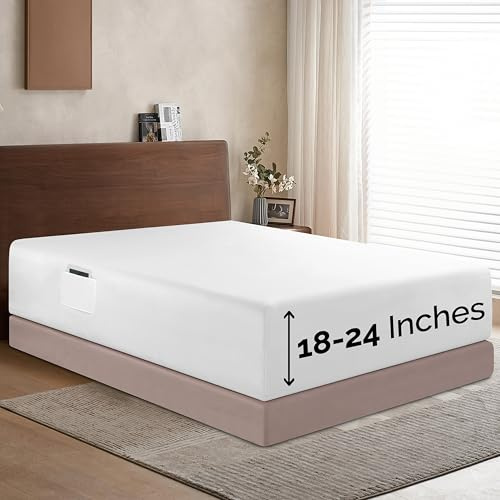 Elegant Comfort 1500 Premium Hotel Quality 18-24 Inches Deep - Extra Deep Pocket Single Fitted Sheet for High Mattress, Luxury and Softest, Smart Pocket - Wrinkle Free, Twin/Twin XL, White