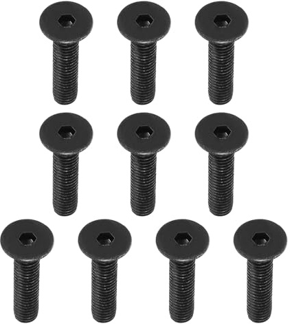 PATIKIL 10Pcs Tornillos de Cabeza Plana de Casquillo, 3/8-16 x 1-3/4 Pernos Avellanados Planos de Acero al Carbono, Tornillos de Máquina de Rosca Negro Grado 10.9