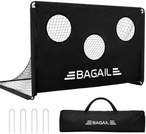 BAGAIL Porta da calcio con bersaglio, design 2 in 1, porta da calcio, borsa portatile, facile da installare, ideale per allenamenti in giardino e partite ricreative, 180 x 120 cm