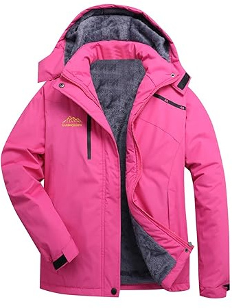 Chaqueta de esquí de montaña para hombre y mujer, resistente al viento, abrigo de invierno para nieve Plumifero Mujer Negro 3/4 Plumifero Mujer (Hot Pink, M)