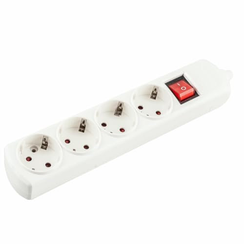 Regleta de Corriente Blanca de 4 Tomas sin Cable con Interruptor, Ideal para Ampliar Puntos eléctricos y Proteger Dispositivos electrónicos.