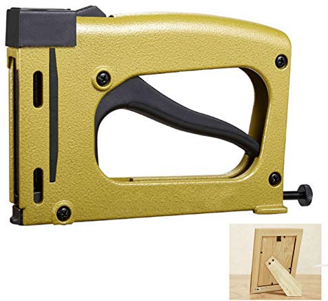 Pistola grapadora manual resistente con 1000 grapas para enmarcar fotos y arte, clavadora manual (200 x 125 x 30 mm)