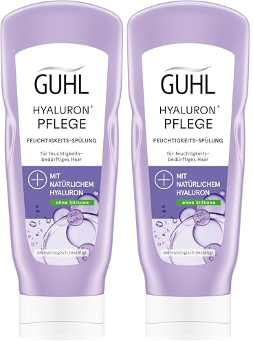 Guhl Hyaluron+ Pflege Feuchtigkeits-Spülung - Inhalt: 200 ml - Haartyp: feuchtigkeitsbedürftig - Mit natürlichem Hyaluron - Ohne Silikone (Packung mit 2)
